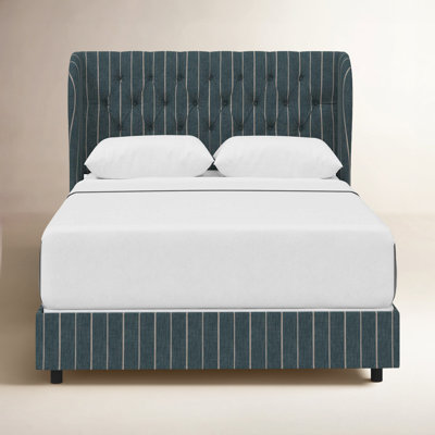 Tomey Cotton Upholstered Wingback Bed