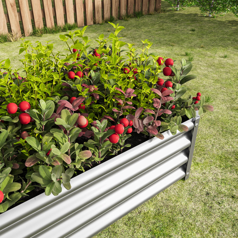 Verina 421Ft Silver Metal Raised Garden Bed For Planting Flowers, Herbs, And Vegetables - Rust Rectangle Planter Growing A Wide Range Of Plants,