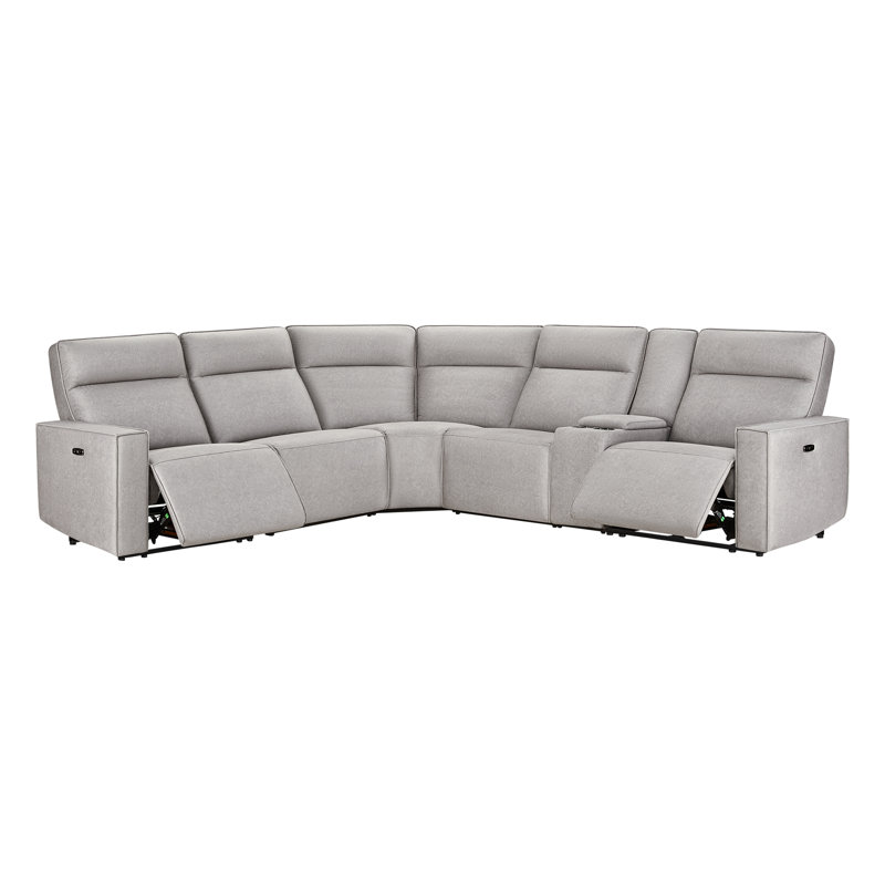 Phillipsburg 6 - Piece Upholstered Power Recliner Sectional Sofa with Storage Console 