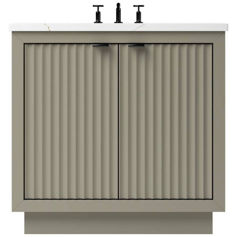 Meuble-lavabo simple Lecrieu, Olive française, Noir mat, 42"