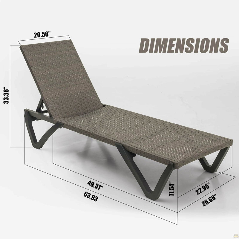 Pool Lounge Chairs Set Of 2, Wicker Adjustable Outdoor Chaise Lounge With Wheels