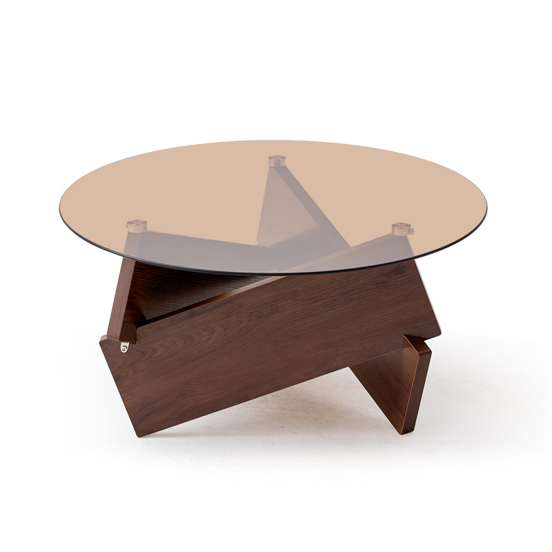 Table basse ronde moderne, Clair/Brun