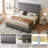 Luxury 60-Inch Asymmetrical High-Back Linen Upholstered Platform Bed - Memory Foam Compatible, No Box Spring Needed | Elevate Your Bedroom with Contemporary Style & Restful Comfort-94914999-94914997