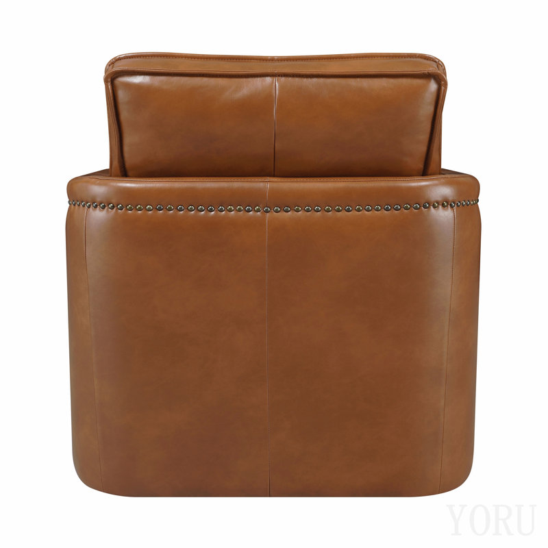 Chaise pivotante en cuir brun Rocha