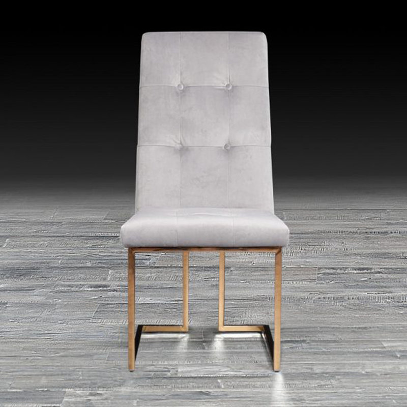 Chaise d'appoint en velours touffeté Jolle, Gris, Or