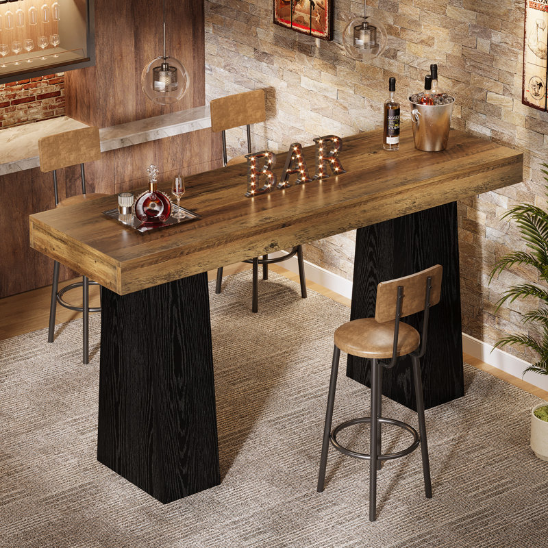 6 - Person Dining Set, Dark Brown, Black
