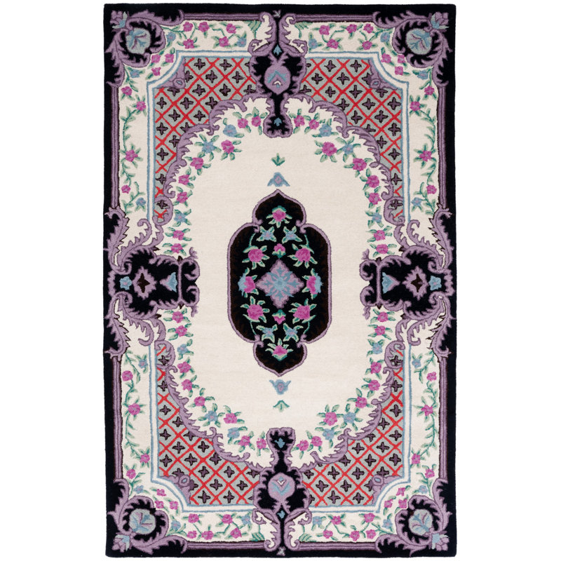 Tapis floral en laine touffeté à la main Dalayssa, Rectangle 2 pi x 3 pi