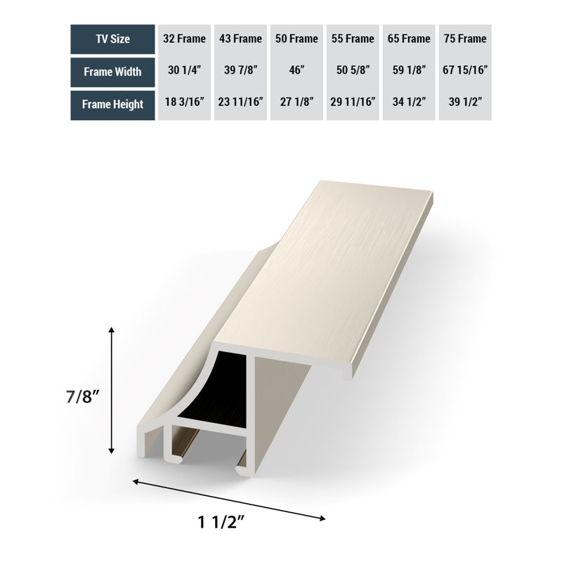 Alloy Scoop Deco TV Frame for Samsung Frame TV and Frame Pro, Silver, 85"