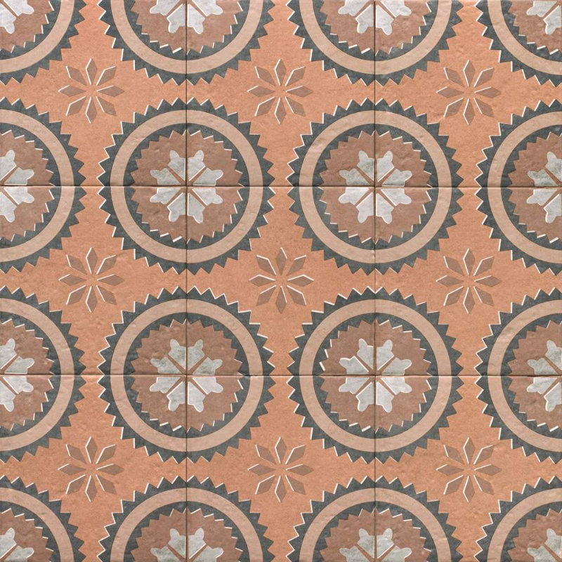Carreau de porcelaine mat à motif coquelicot 8 "x 8" Verity, Cotto