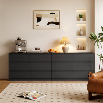Commode à 6 tiroirs de 120,6 cm de largeur avec poignées encastrées sans boutons – Commode moderne mat pour la maison, le salon et l'entrée