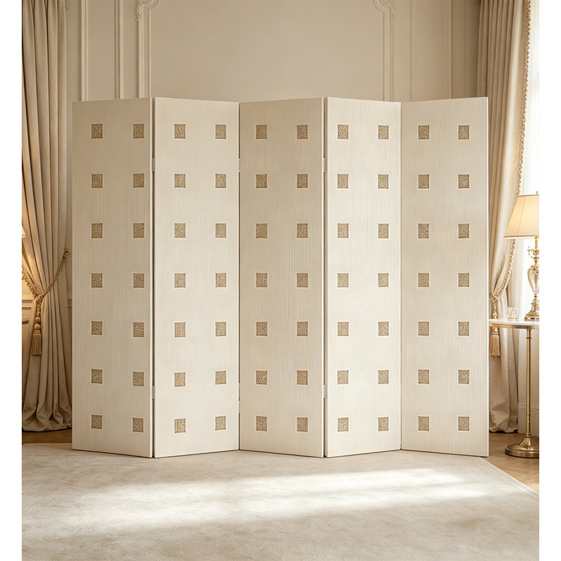 Écran de chambre pliable en cèdre crème, 5, H 74,8 po x l 98,4 po x P 1,2 po
