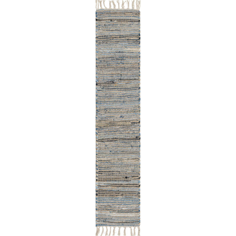 Holly-Rose Cotton Striped Indoor Rug, Table Runner 1'2" x 8'
