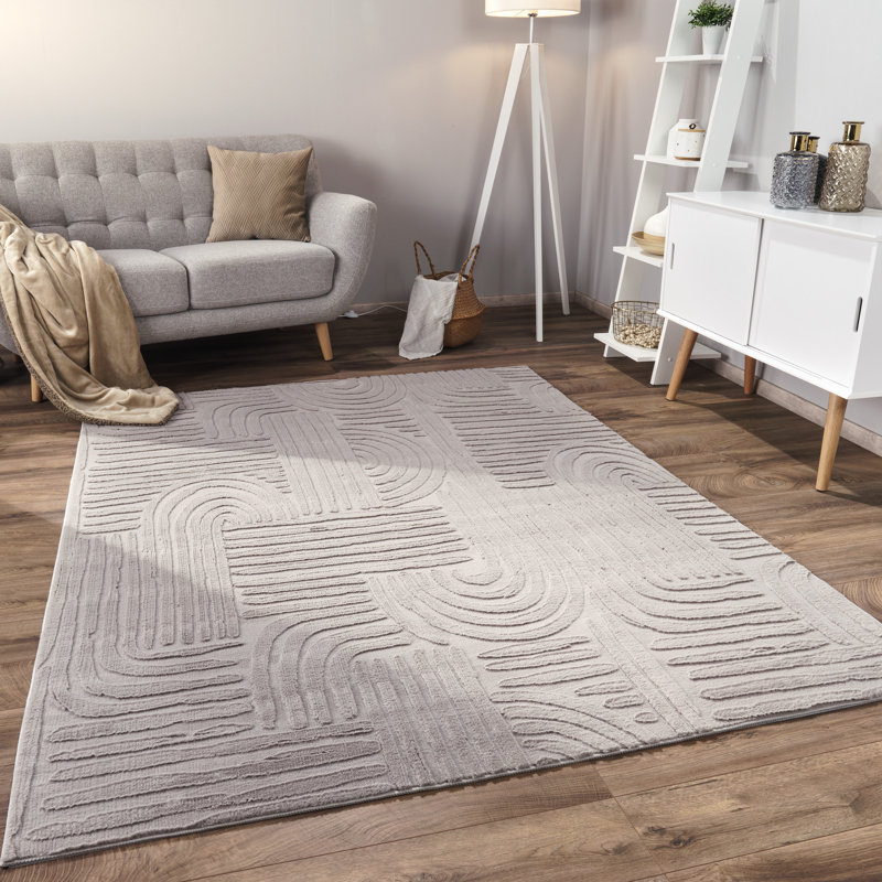 Lelystad Geometric Area Rug, Rectangle 120cm x 160cm, Light Grey