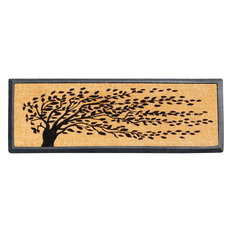 Falling Leaves Natural Coir & Rubber Large Thick Door Mat, 18" x 48" – Heavy-Duty Low-Profile Indoor/Outdoor Entry Mat
