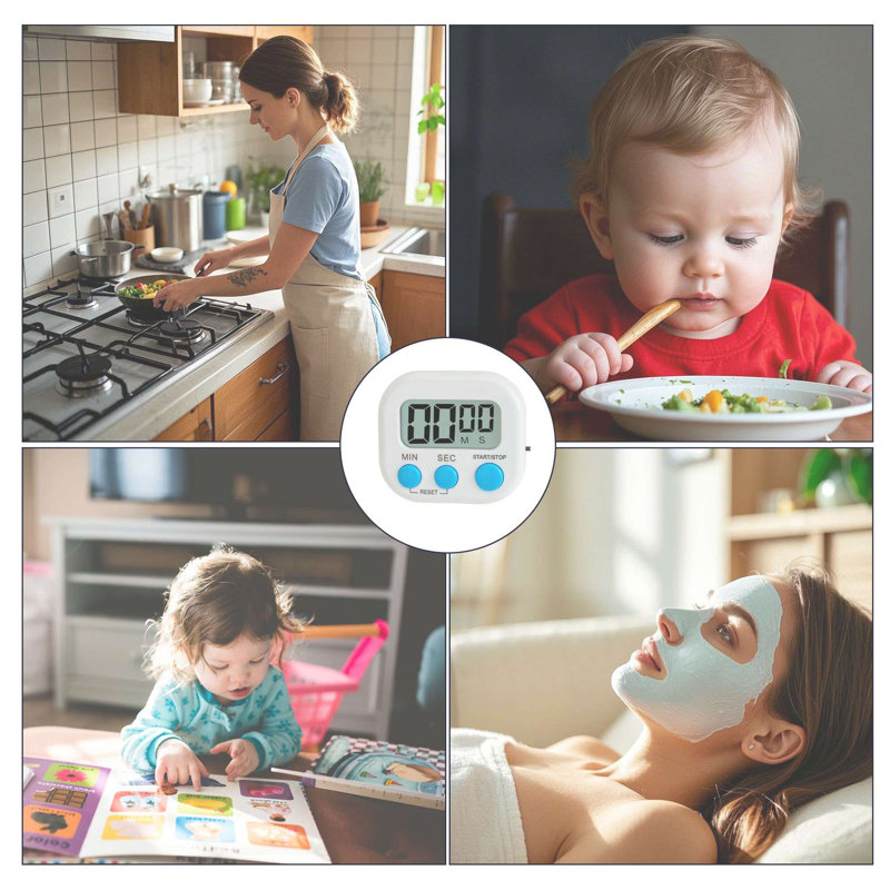 Paquet de 2 minuteries de cuisine numériques à alarme magnétique