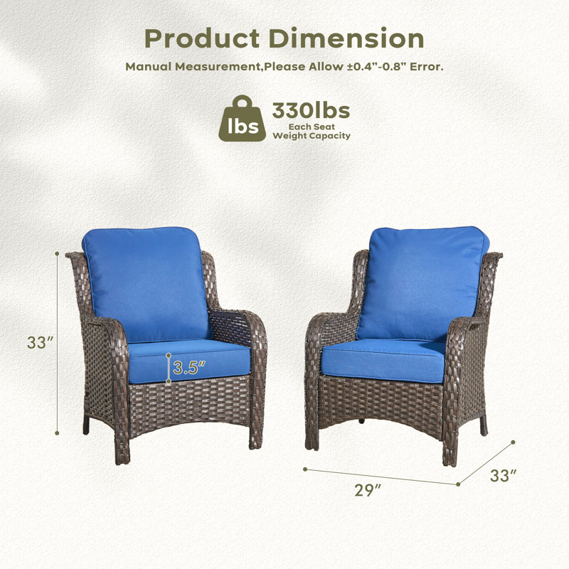 Gretna Wicker Outdoor Lounge Chair, Navy Blue, Brown