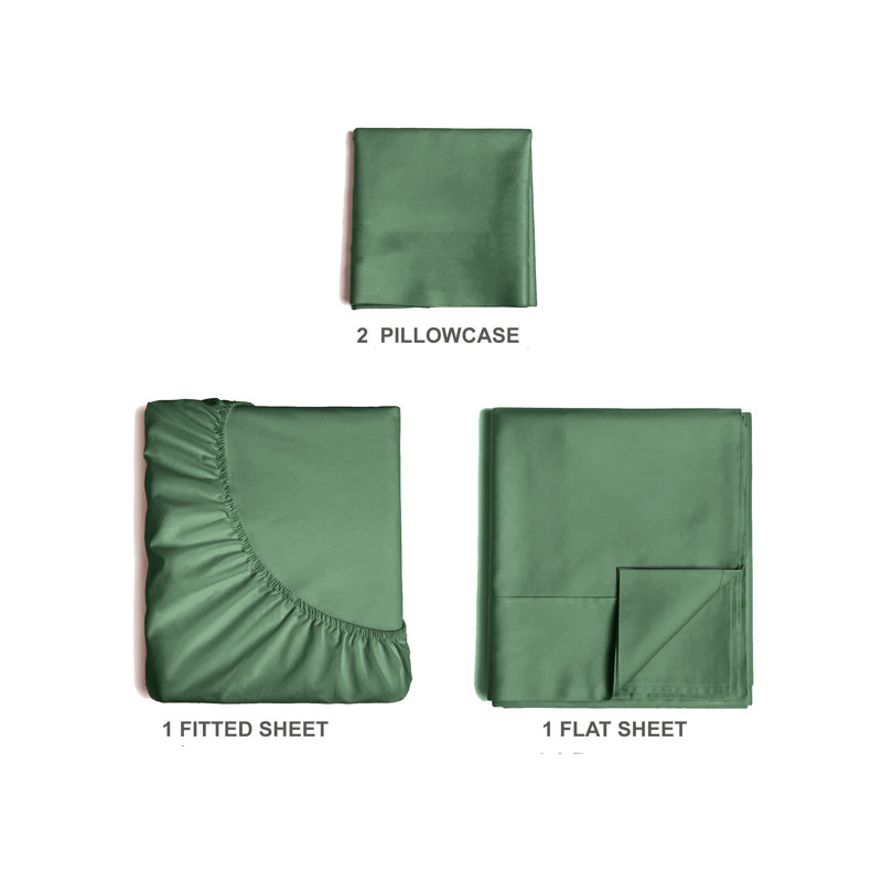  Ensemble de draps en rayonne de bambou 4 pièces Premium Luxury, Ensemble de draps pour lit simple avec deux taies 