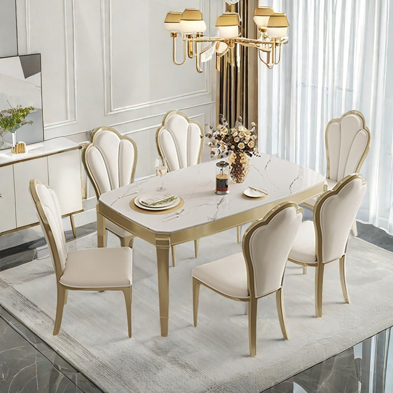 French style modern rectangular dining table sets, 31.1" H x 55.1" L x 31.5" W