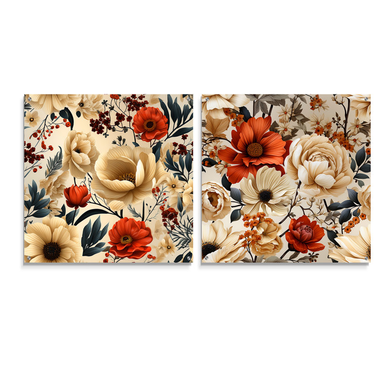 Bellête - Ensemble de 2 art mural en verre acrylique, H 36 po x l 73 po