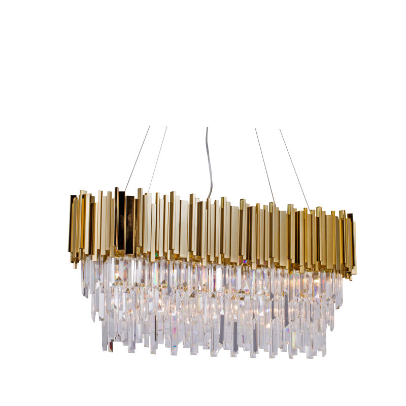 Lustre ovale en cristal 7 lumières Transitional, Or