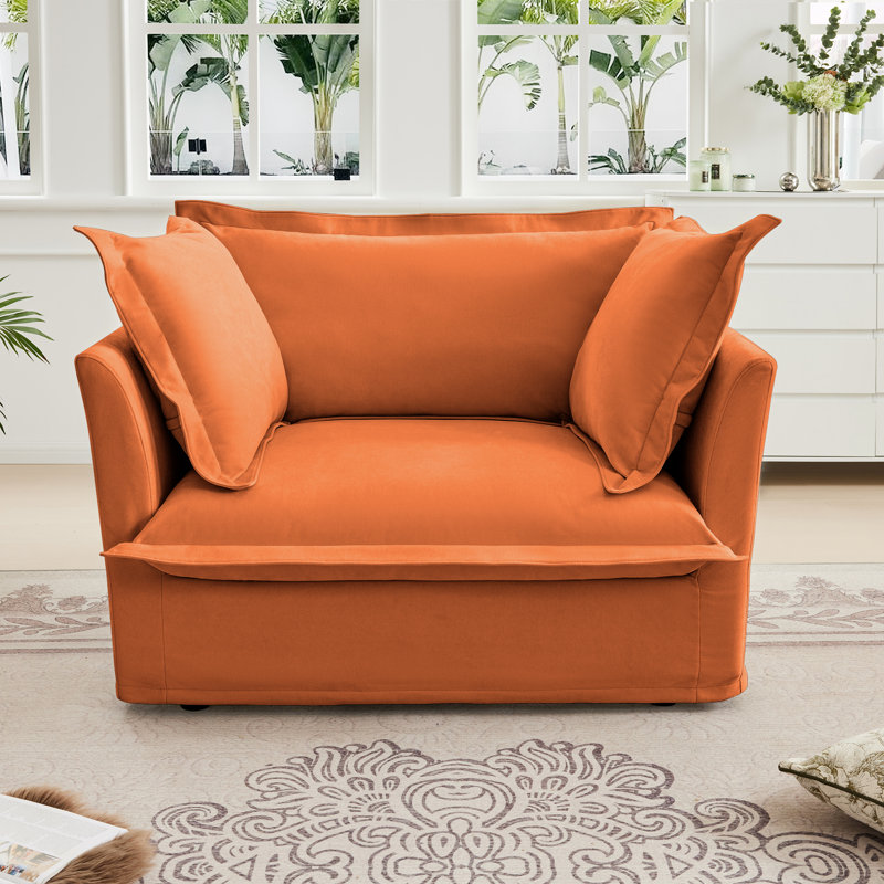 Canapé simple à assise profonde et confortable, Chenille orange