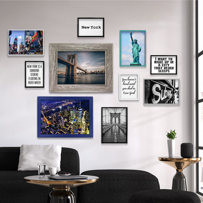 Giallobus - Set 10 Poster Da Parete - Raccolta Città New York - Carta Patinata - | 2 X A3 42X30cm | 4 X A4 30X21cm | 4 X A5 21X15cm | - Senza CORNICI - Stampe Moderne Soggiorno
