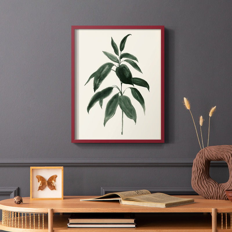 «Soft Greenery II», reproduction encadrée - bois massif, Rouge, H 10 po x l 8 po