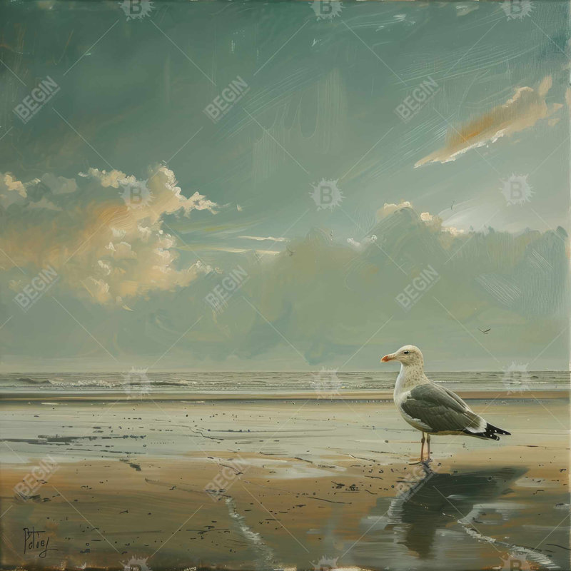 Relaxed seagull - 32"x32" art on canvas