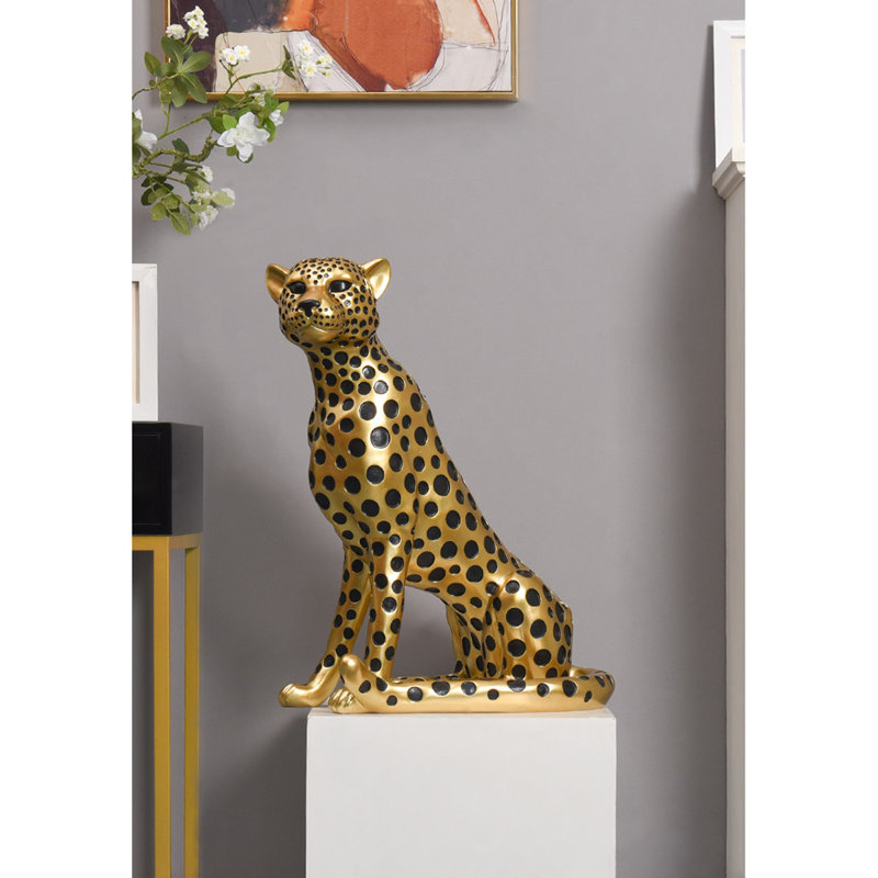 Figurine luxueuse et luxueuse en résine léopard