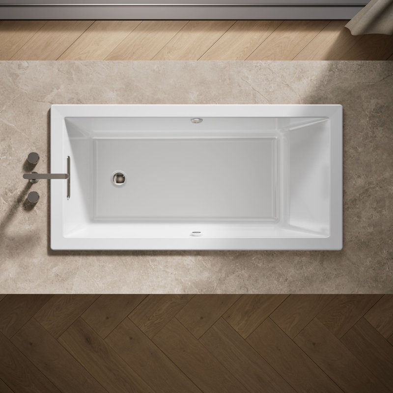Underscore 60" x 30" Drop In Acrylic Bathtub with Heater, White