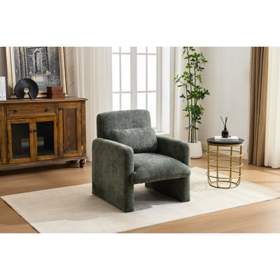 Fauteuil individuel orange et moderne, tissu respirant, construction facile à monter pour les petits espaces. Revêtement en tissu bouclé contemporain, siège en mousse moelleuse, contours carrés, idéal pour la lecture au salon.