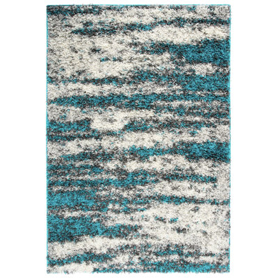 Solana Shag Turquoise/Gray/Ivory Area Rug