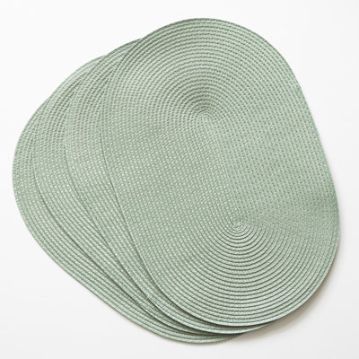 Sage Green 44 x 29cm Oval Weave Placemats Set of 4