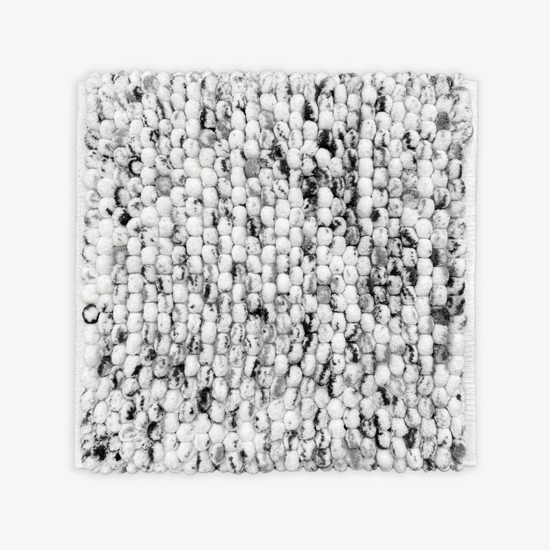 Rylann Marble Square Bath Mat, Dark Grey