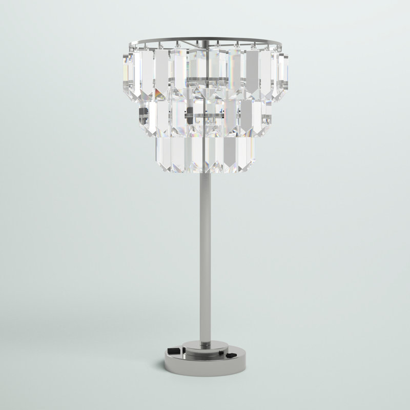 Calne Table Lamp, Light Silver, 27.5" H x 5" W x 5" D