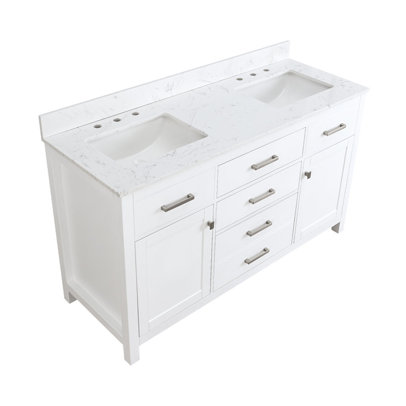 Ignacio 60'' Double Bathroom Vanity With Engineered Stone Top