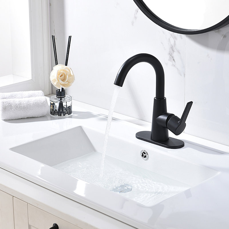 Centerset Single-handle Bathroom Faucet with Drain Assembly, Matte Black