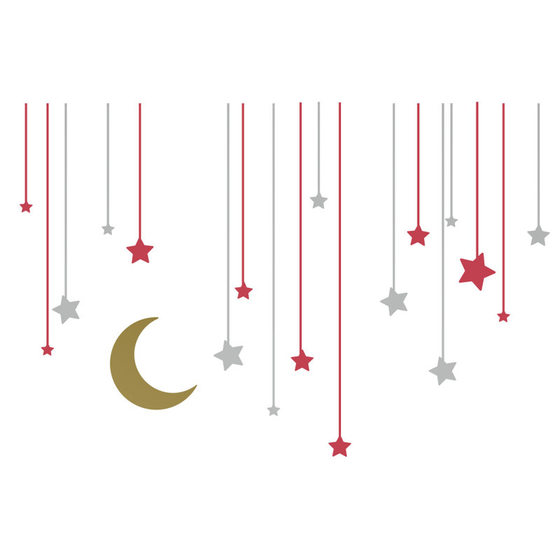 Abstract Non-Wall Damaging Wall Decal, 26" H x 40" W x 0.01" D, Silver/Red/Gold