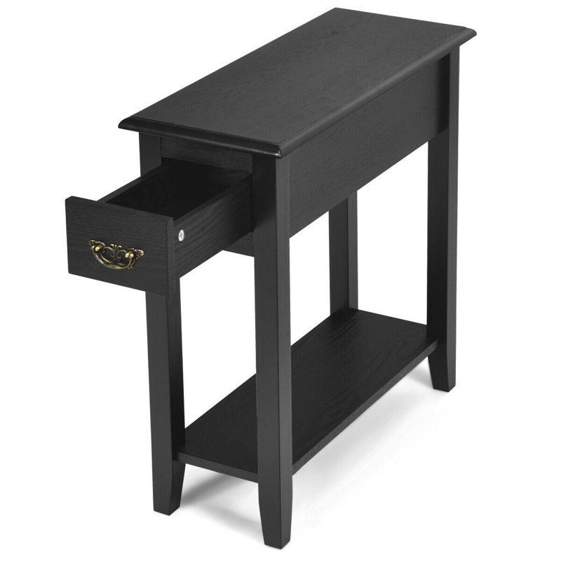 Lewallen End Table with Storage, Black