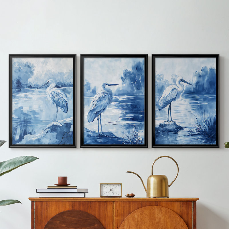 ANIMALS Series CVII - Toile tendue avec châssis sur mesure - 3 pièces, H 27 po x l 39 po, Noir
