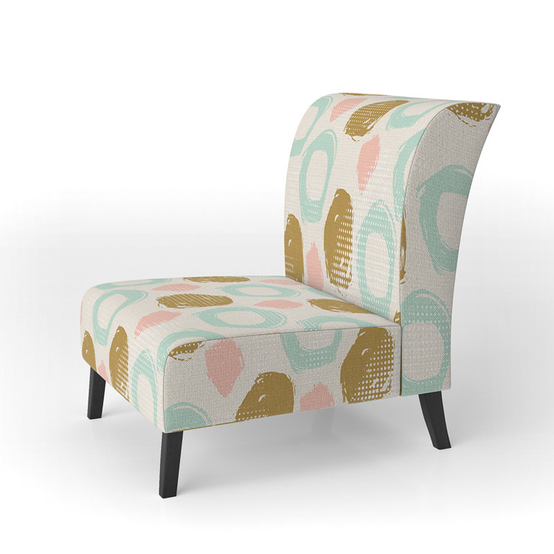 Fauteuil de chambre d'appoint à motif crème et doré à pois abstraits