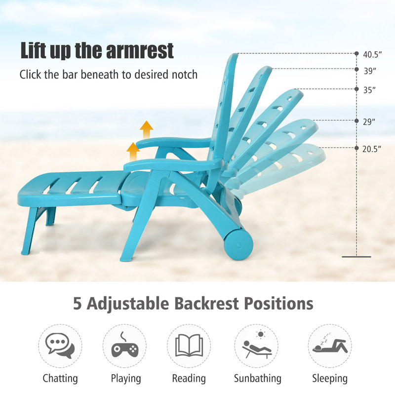 Anaias Outdoor Chaise Lounge, Blue