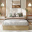 Base de lit plateforme simple en bois, base de lit autoportante avec lattes de bois, aucun sommier requis, profil bas, pas de tête de lit, assemblage facile, pour les petites chambres à coucher, appartements, chêne-651848498-651848503