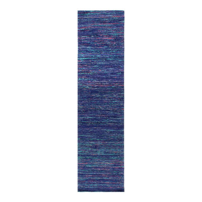 Tapis de couloir contemporain en soie tissée à plat 2 pi 4 po x 10 pi Sari