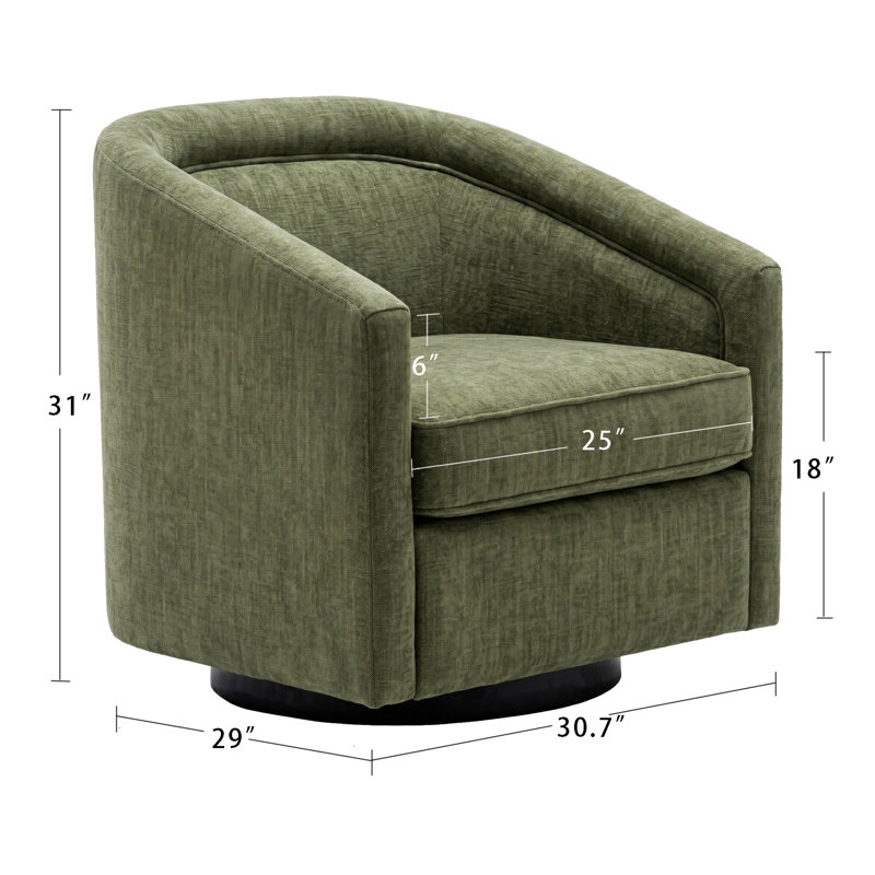 Fauteuil demi-tonneau pivotant Caitlyn - vert eucalyptus, Eucalyptus Green