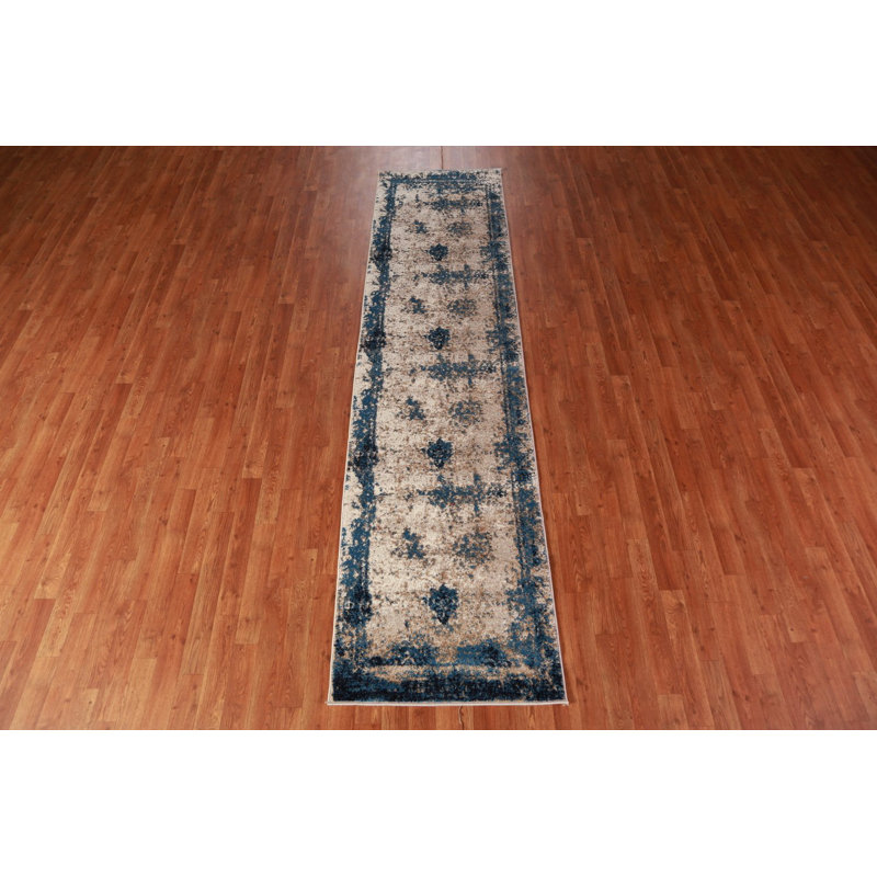 Transitional Oriental Runner Rug 3x10
