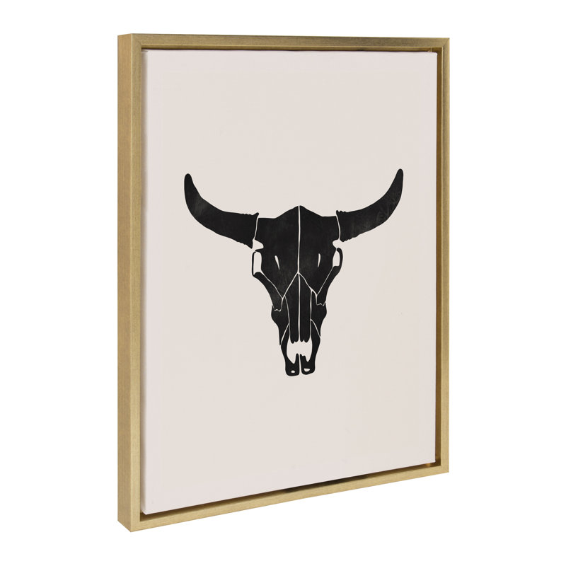 «Western Skull» par Honey Island Studio, reproduction d'art sur toile encadrée, Or vif
