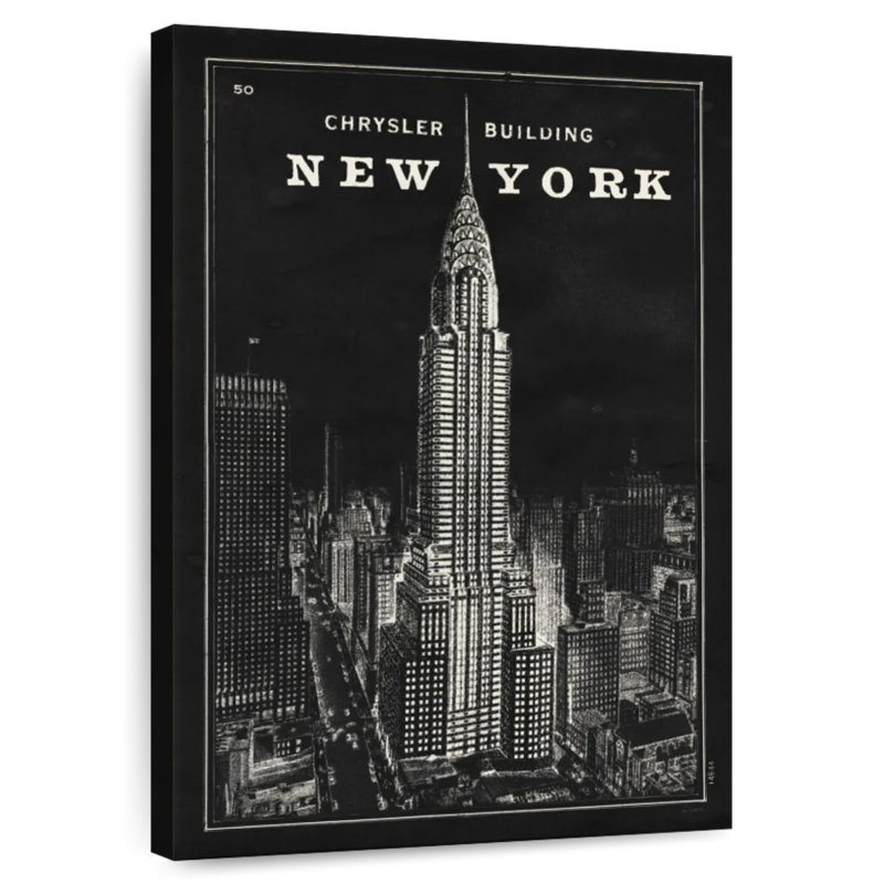 Lilie Blueprint Map New York Chrysler Building noir, H 24 po x l 16 po