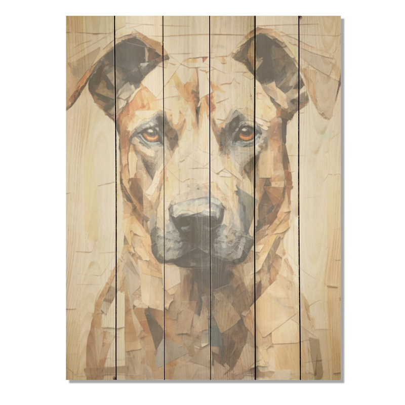 Belge belge Malinois, beau portrait - art mural en bois de chien sur bois de pin naturel, H 20 po x l 10 po