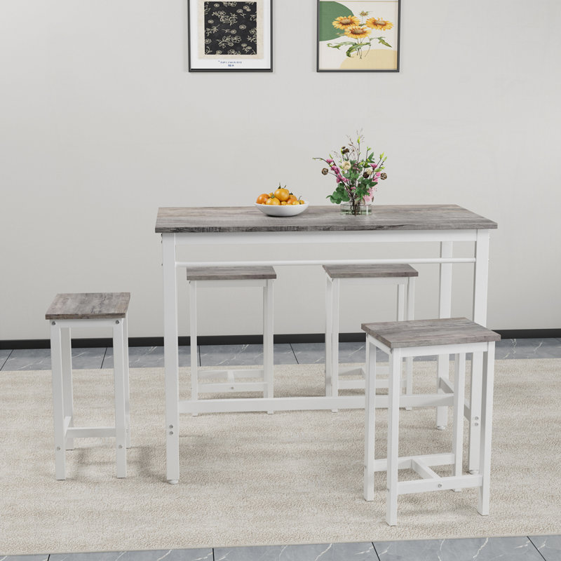 Ensemble de salle à manger 5 pièces, Gris / Blanc